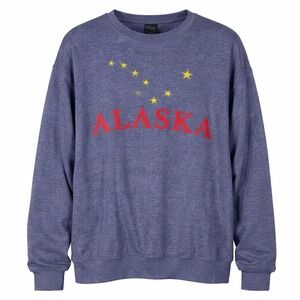 Retro Alaska Sweater Large Blue Crewneck Pullover Tourist Embroidered Spell Out